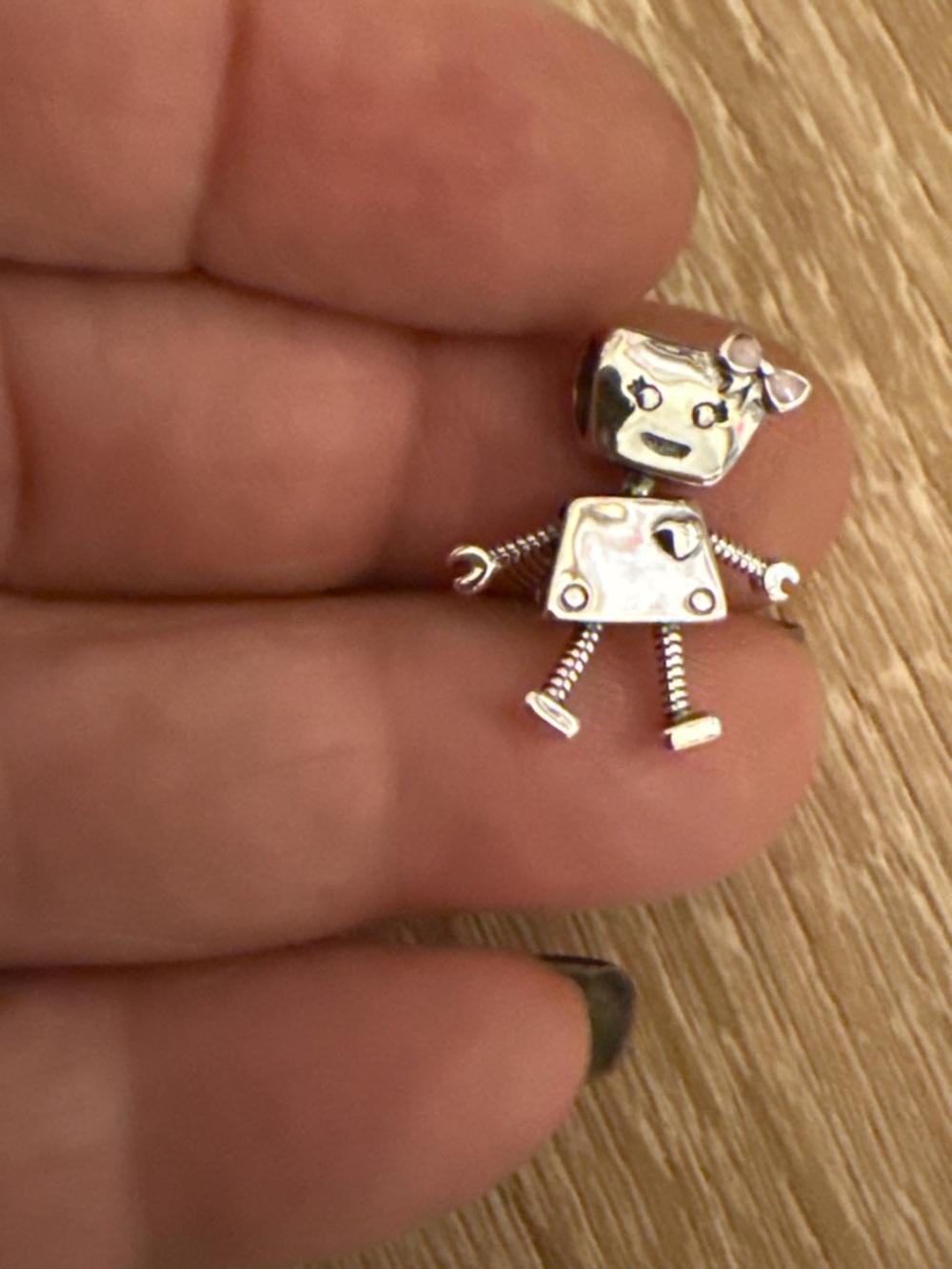 Silver Robot Charm Pendant - Small Cute Robot